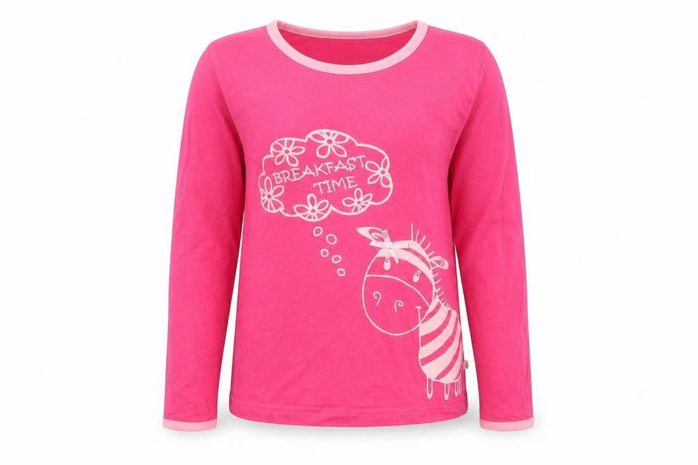 Calvi Girls Pink   Basic T-Shirt Size 7 Years  - Zebra