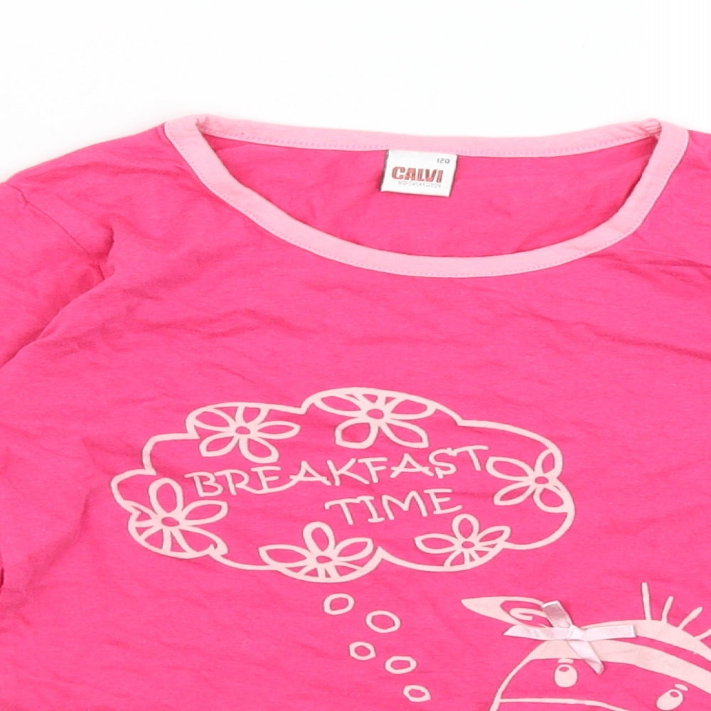 Calvi Girls Pink   Basic T-Shirt Size 7 Years  - Zebra