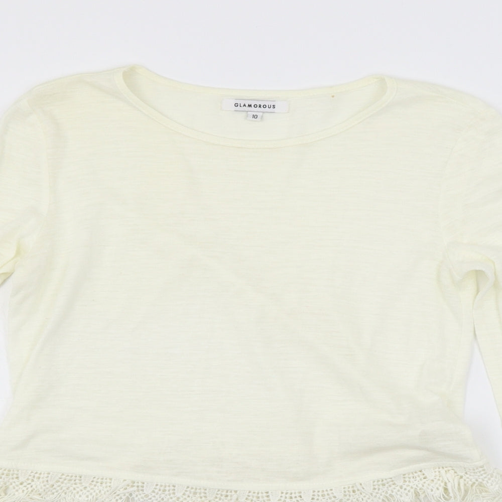 Glamourous Womens White  Jersey Basic T-Shirt Size 10