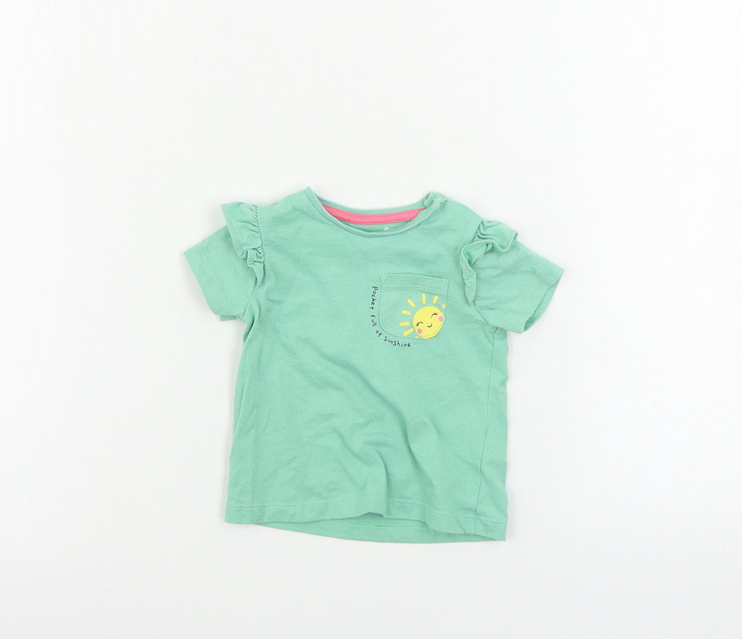 F&F  Girls Green   Basic T-Shirt Size 0-3 Months