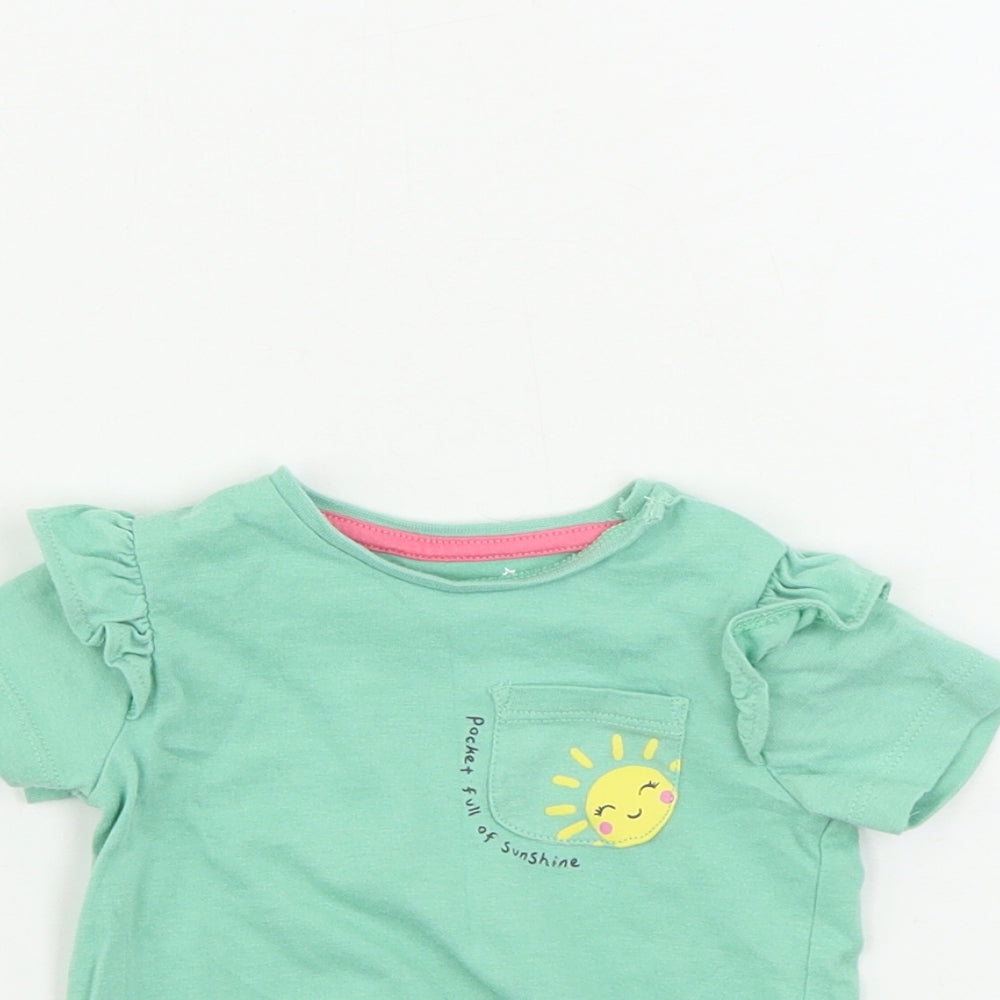 F&F  Girls Green   Basic T-Shirt Size 0-3 Months