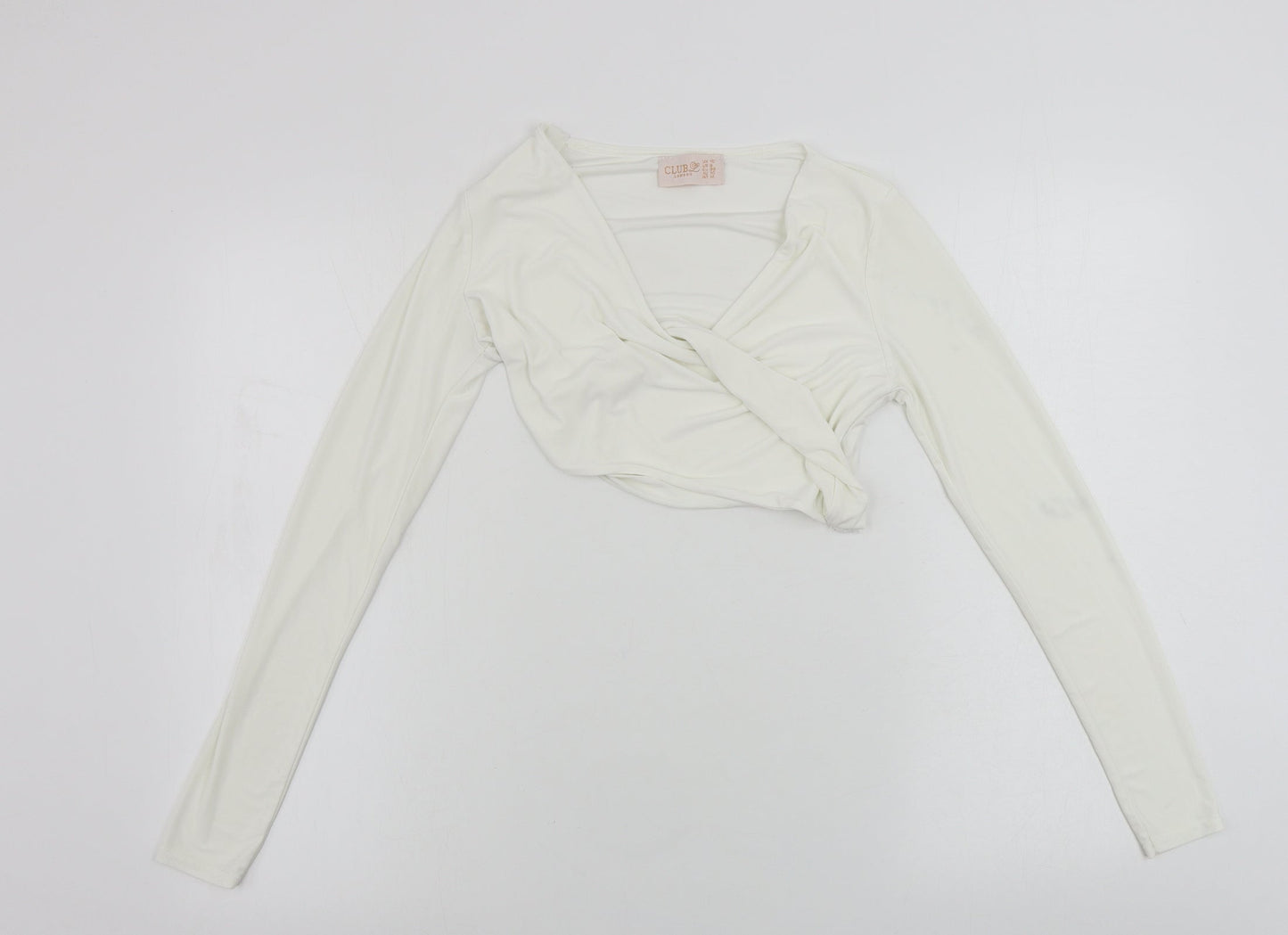 Club London Womens White   Basic T-Shirt Size 10