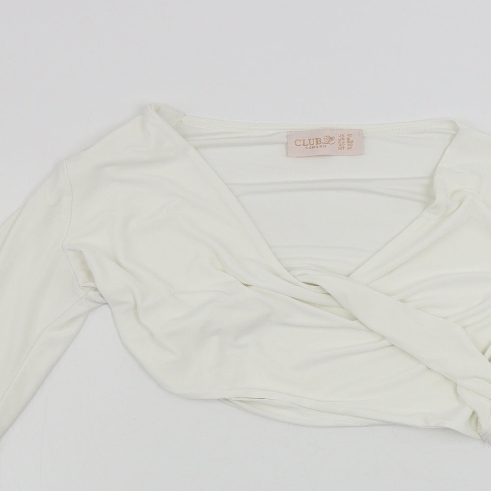 Club London Womens White   Basic T-Shirt Size 10