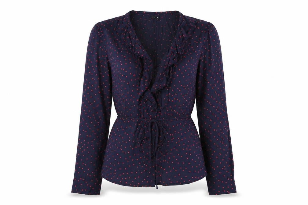 Only Womens Blue Polka Dot  Basic Blouse Size 6