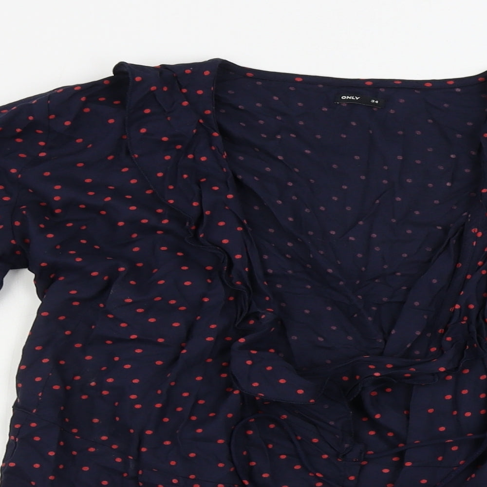 Only Womens Blue Polka Dot  Basic Blouse Size 6