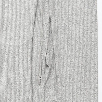 Close-up detail of ASOS women’s grey sweatpants, size UK 8, 26-inch leg