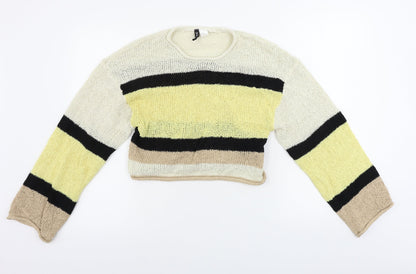 H&M  Womens Beige Striped  Pullover Jumper Size S