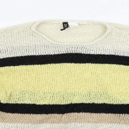 H&M  Womens Beige Striped  Pullover Jumper Size S