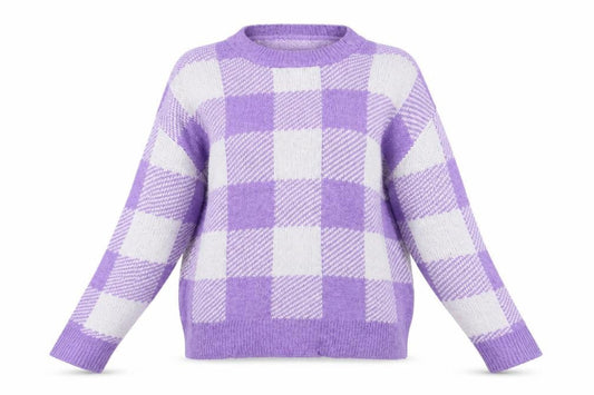 Primark Womens Purple Check  Pullover Jumper Size S