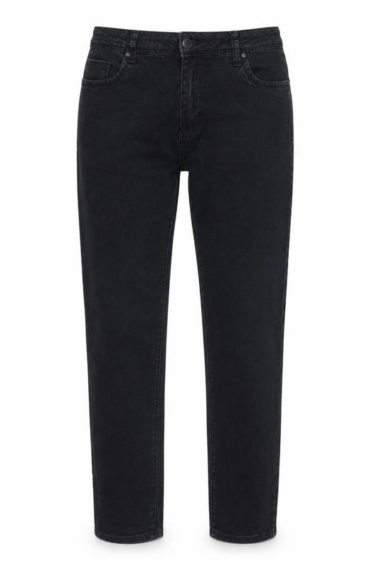 Front view of Denim & Co. women’s black skinny jeans, size UK 14, 26-inch leg