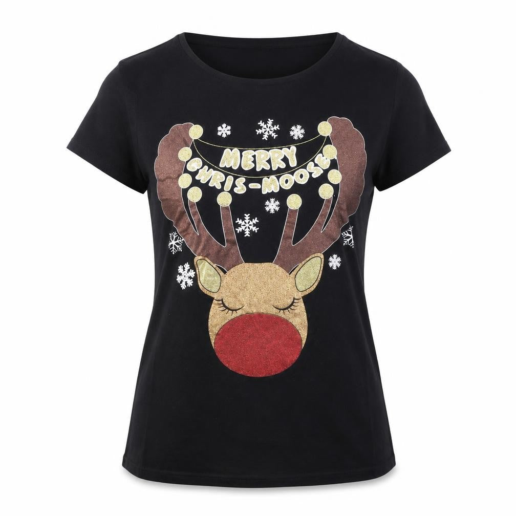 F&F Womens Black Solid  Top Pyjama Top Size 8  - christams