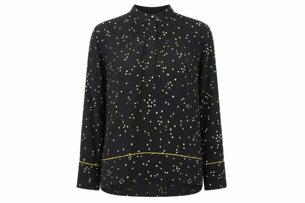 H&M Womens Beige Polka Dot  Basic Button-Up Size 10