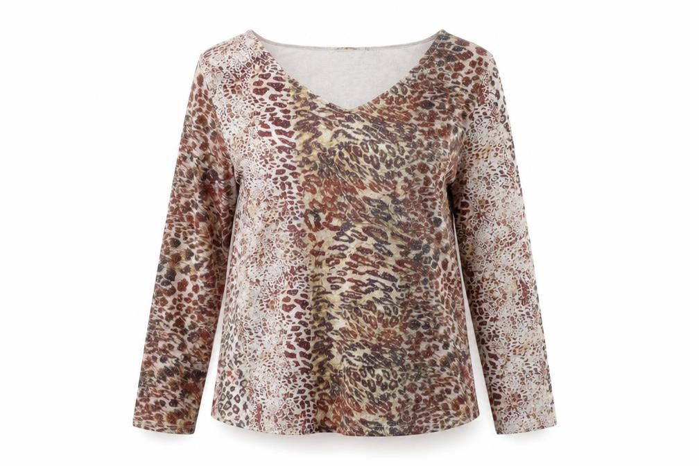 Punt Roma Womens Beige Animal Print  Pullover Jumper Size M