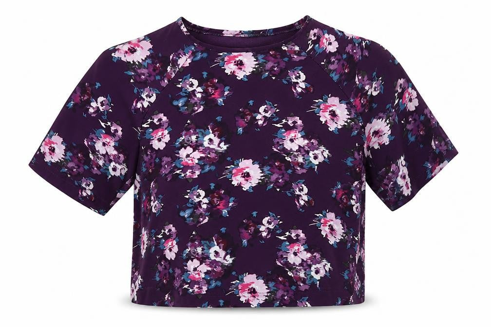 New Look Womens Purple Floral  Cropped Blouse Size 14