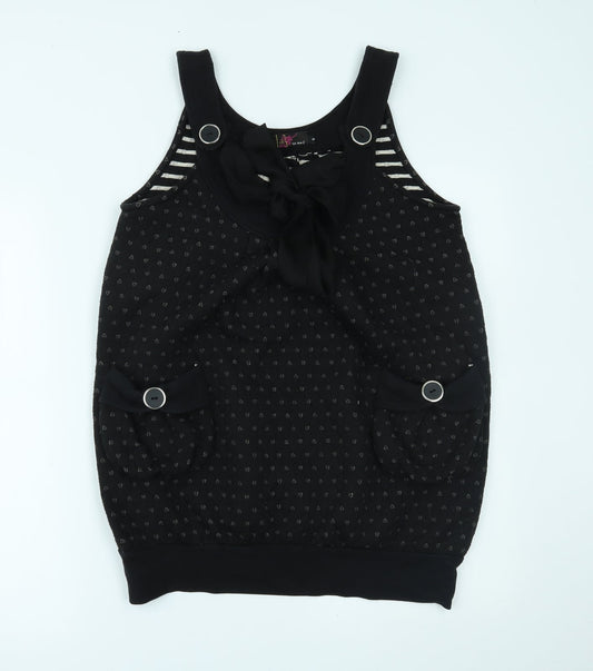 Yumi Womens Black Polka Dot  Shift  Size S