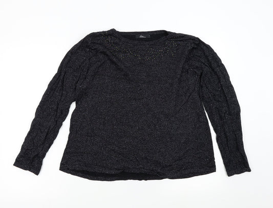 BM Collection Womens Black  Knit Pullover Jumper Size L