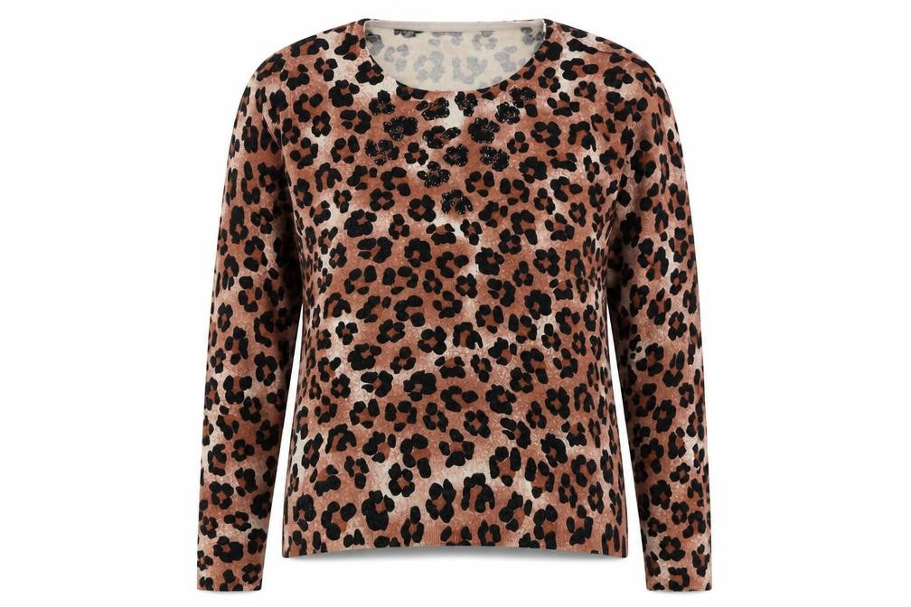 Preworn Womens Brown Animal Print Knit Pullover Jumper Size L