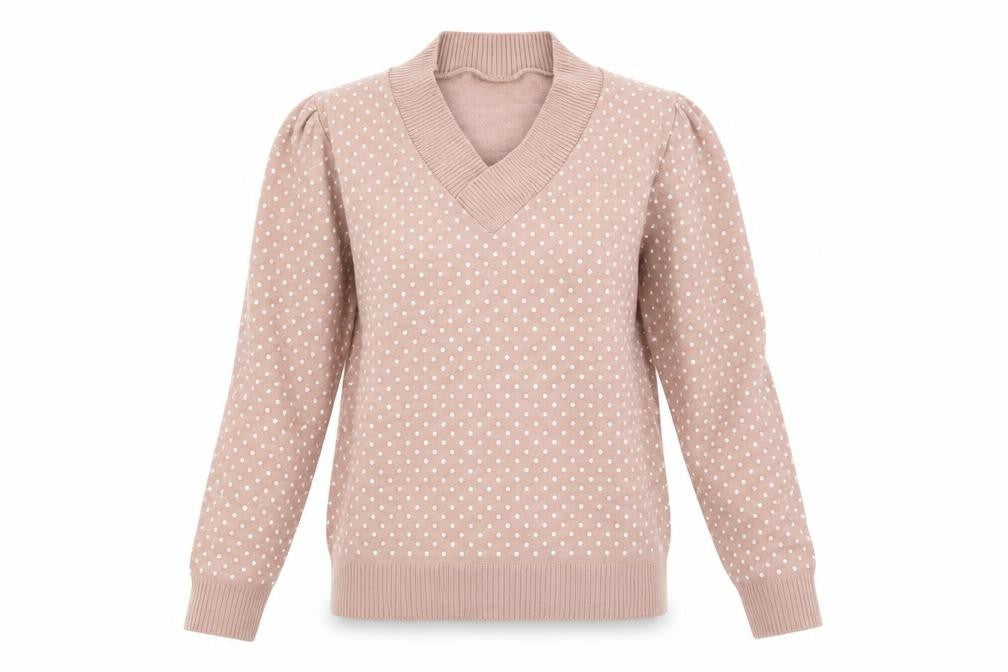 Maria Chaves Girls Pink Polka Dot Knit Pullover Jumper Size M