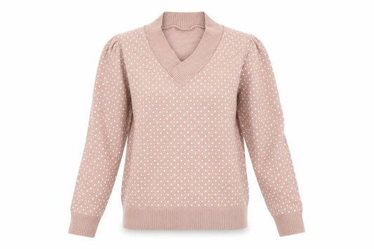 Maria Chaves Girls Pink Polka Dot Knit Pullover Jumper Size M