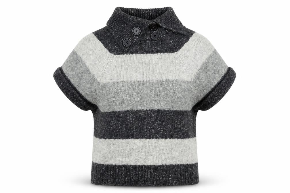 New Look Womens Grey Striped Knit Pullover Jumper Size 10