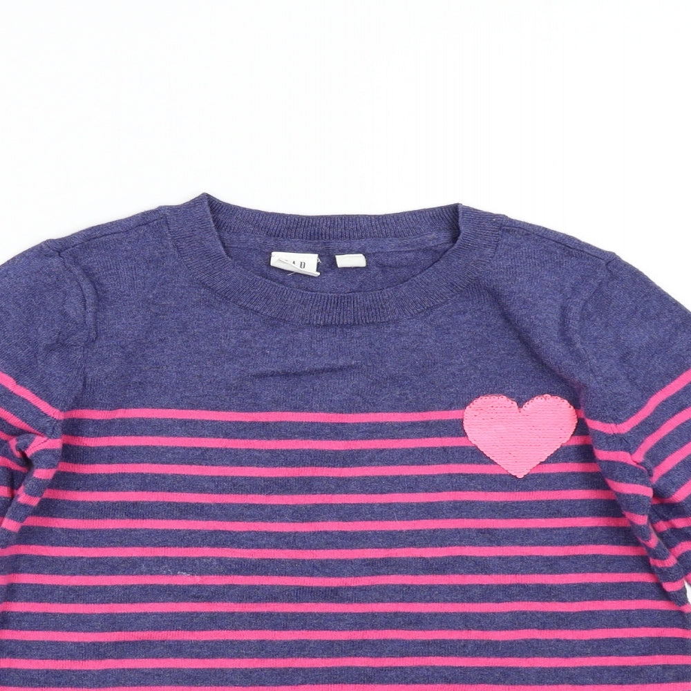 Gap Girls Multicoloured Striped Knit Pullover Jumper Size L  - Heart