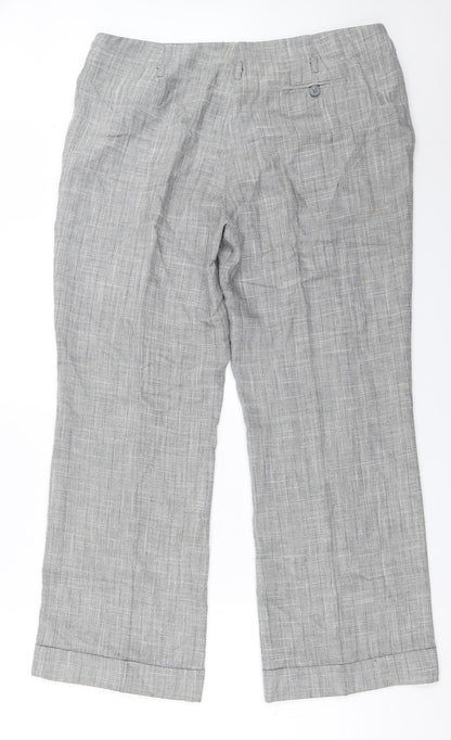 Back view of Evie women’s grey trousers, size UK 14, 28-inch leg