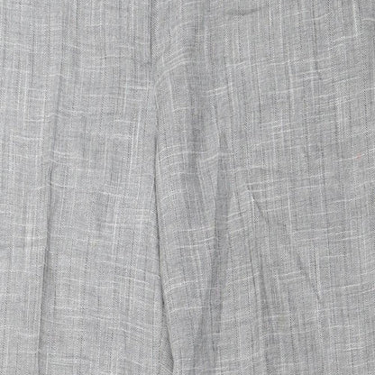 Close-up detail of Evie women’s grey trousers, size UK 14, 28-inch leg