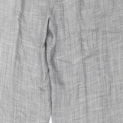 Brand and care label for Evie women’s grey trousers, size UK 14, 28-inch leg