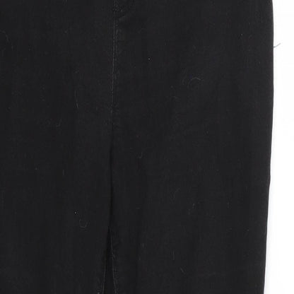 Close-up detail of Denim women’s black jegging jeans, size UK 14, 28-inch leg