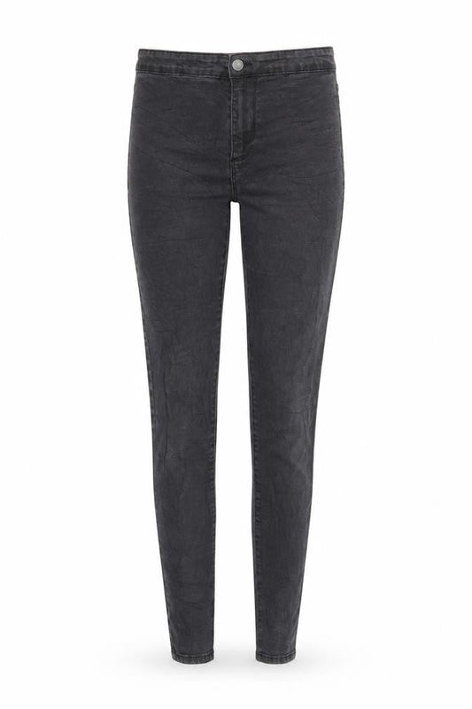 Front view of Denim & Co. women’s black skinny jeans, size UK 12, 26-inch leg