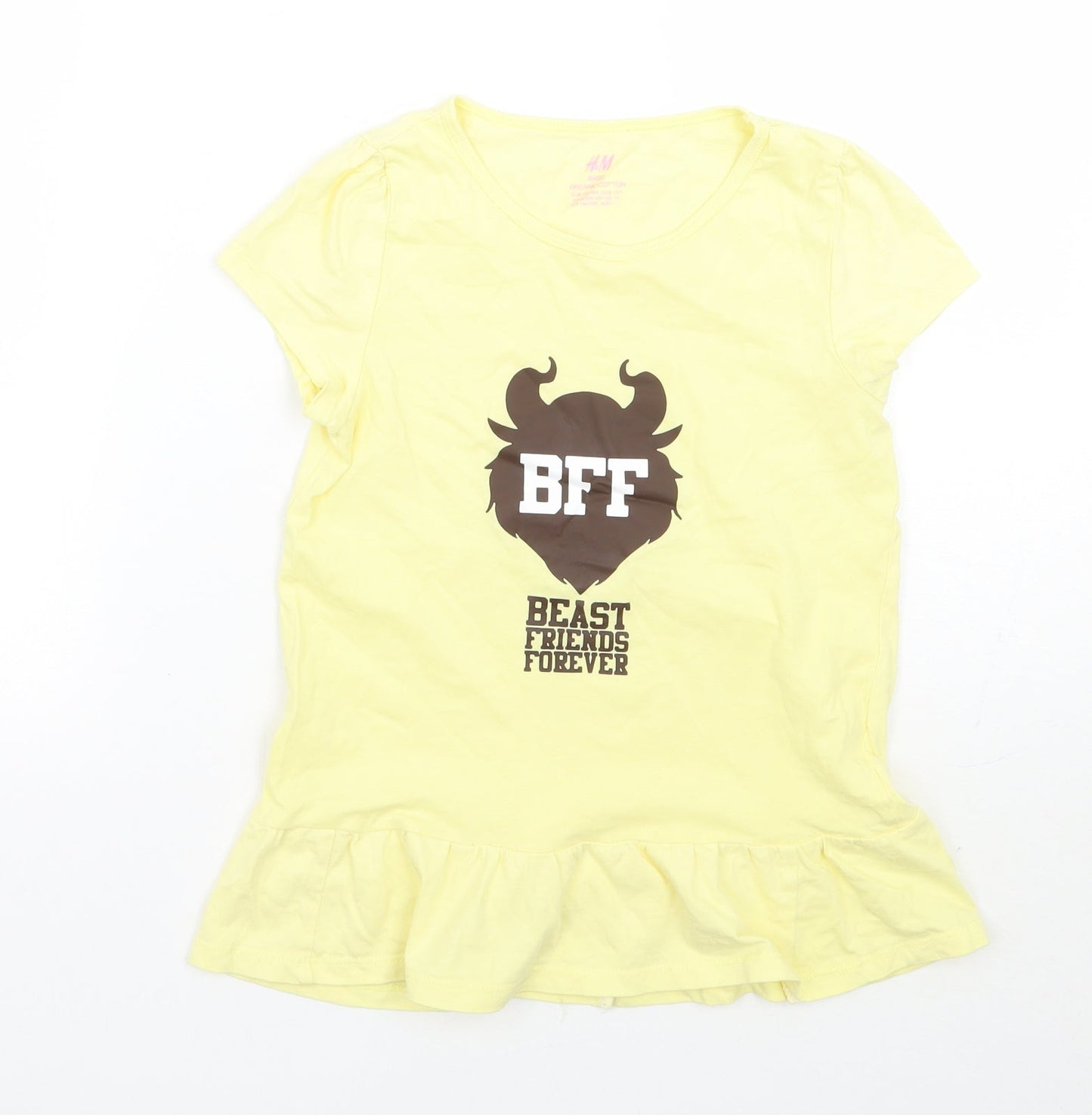 H&M Girls Yellow   Basic T-Shirt Size 9 Years