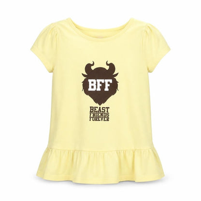 Front view of H&M girls’ yellow basic t-shirt, size 9, years