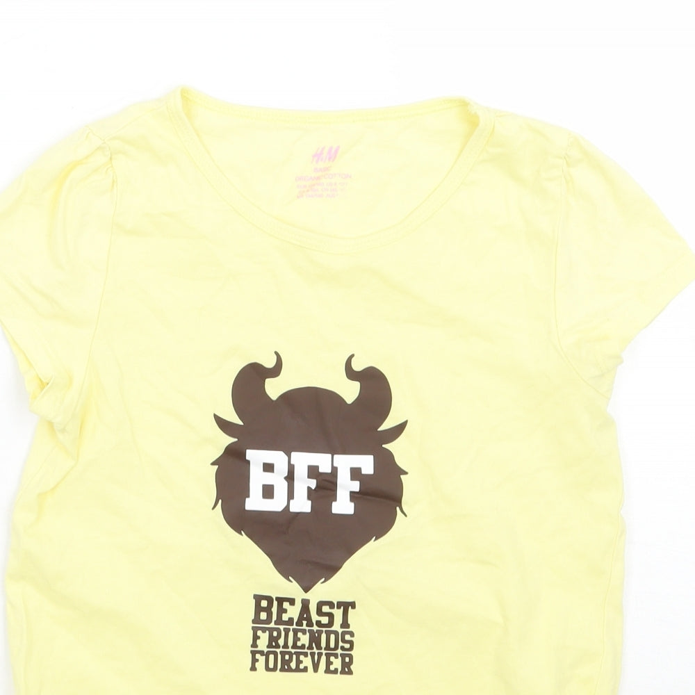 H&M Girls Yellow   Basic T-Shirt Size 9 Years