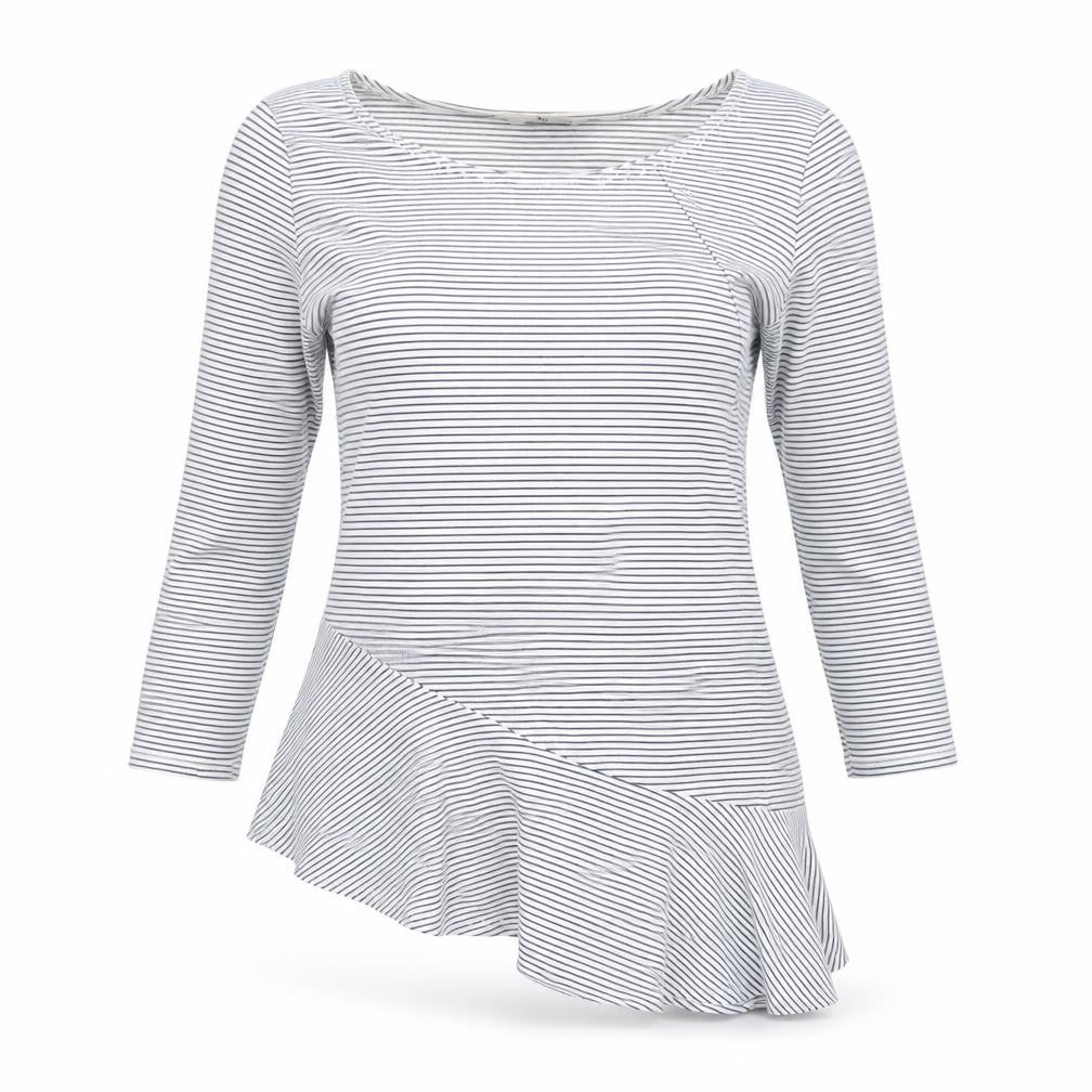 TU Womens White Striped  Basic T-Shirt Size 8