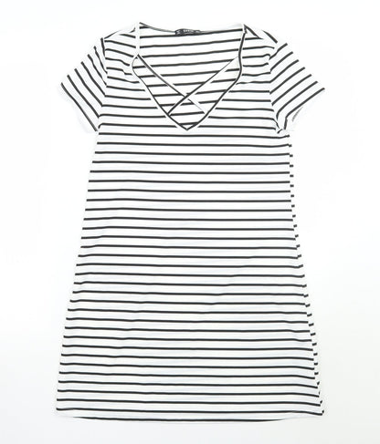 SHEIN Womens White Striped  A-Line  Size S