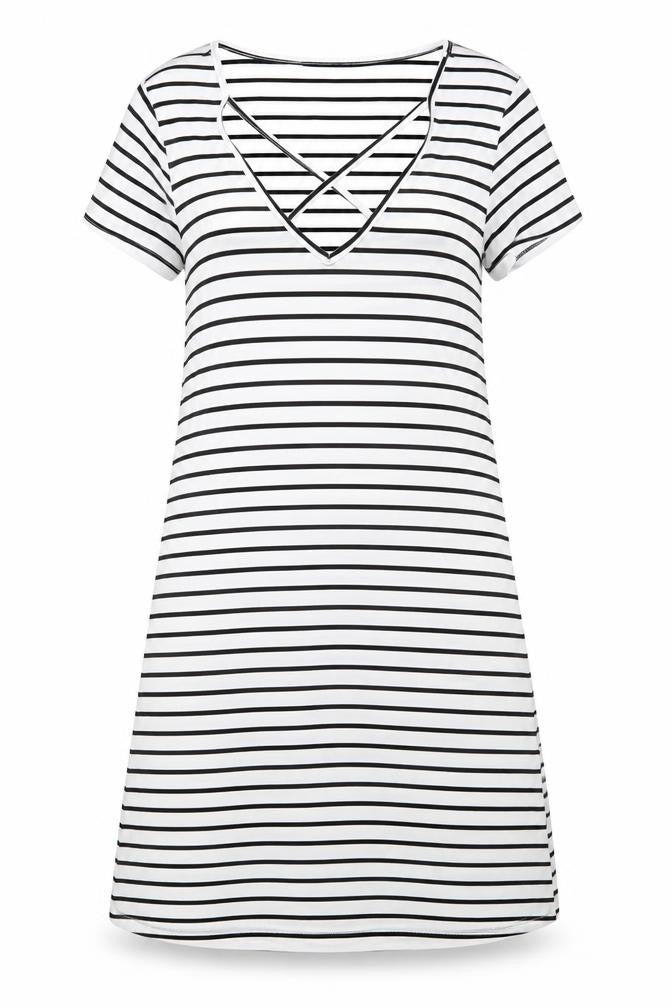SheIn Womens White Striped  A-Line  Size S