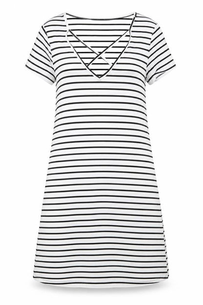 SHEIN Womens White Striped  A-Line  Size S