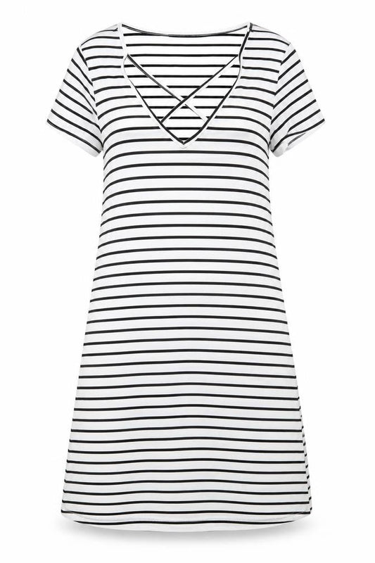 SheIn Womens White Striped  A-Line  Size S