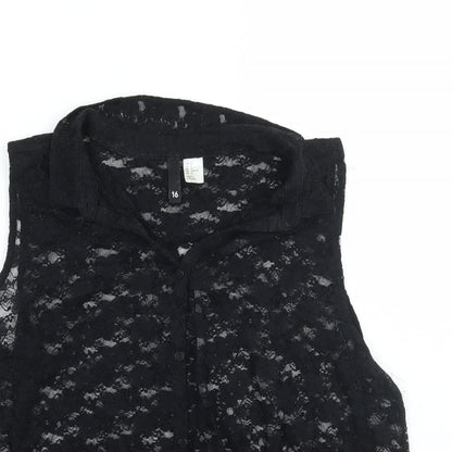 Preloved H&M Womens Black   Basic Button-Up Size 16 - Detail