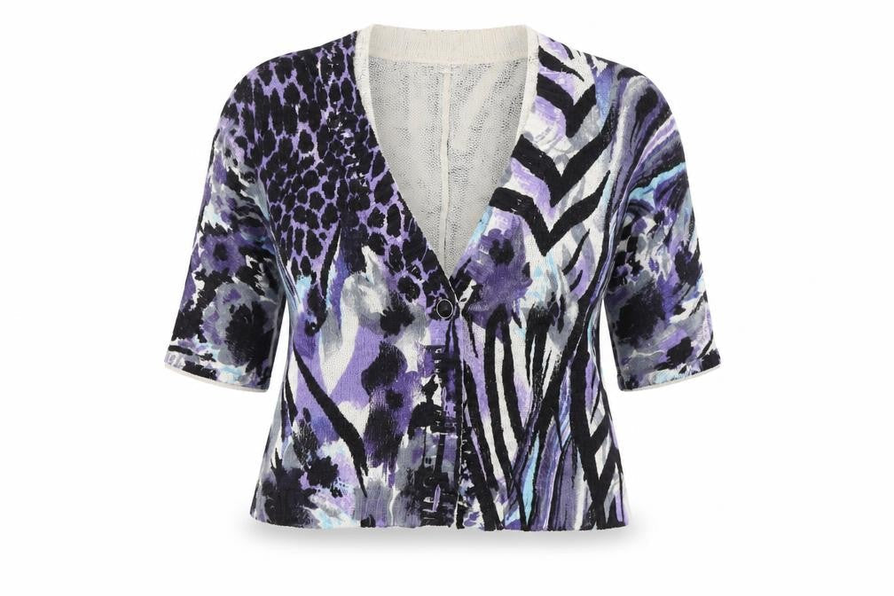Gelco Womens Purple Animal Print  Cardigan Jumper Size 10