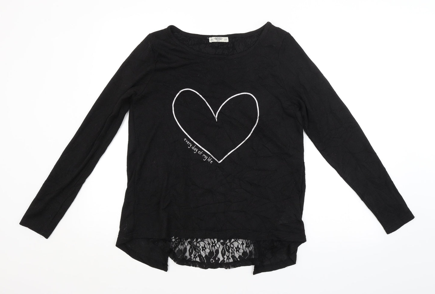 INSIDE Womens Black Floral  Pullover Jumper Size S