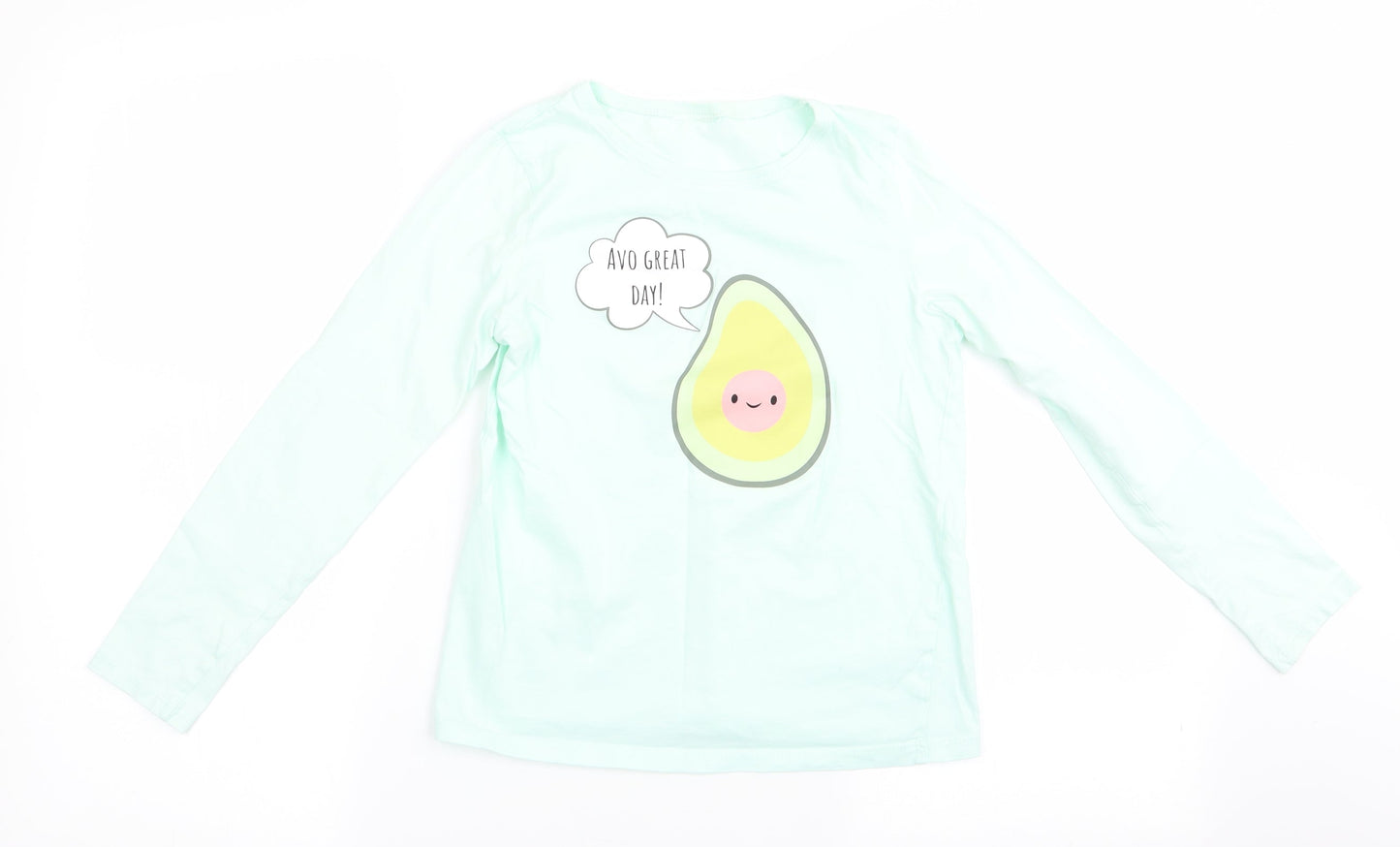 Preworn Girls Green Solid   Pyjama Top   - Avo Great Day