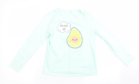 Preworn Girls Green Solid   Pyjama Top   - Avo Great Day