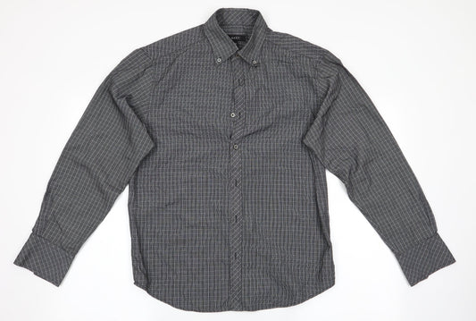NEXT Mens Grey Check   Button-Up Size M