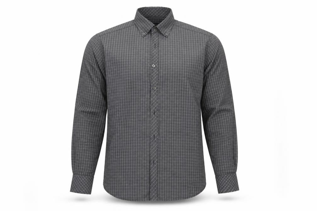 Next Mens Grey Check   Button-Up Size M