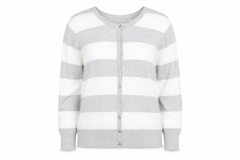Atmosphere Womens White Striped  Cardigan Jumper Size 14