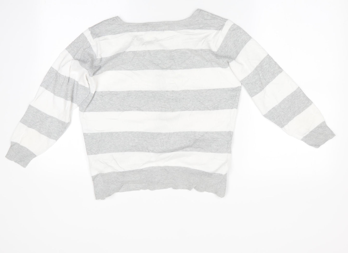 Atmosphere Womens White Striped  Cardigan Jumper Size 14