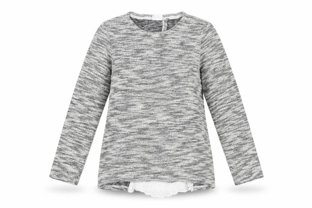 Florence and Fred Girls Grey   Pullover Jumper Size 10-11 Years  - Subtle glitter effect & back lace details