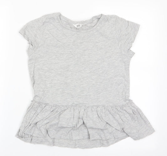 H&M Girls Grey   Basic T-Shirt Size 9-10 Years