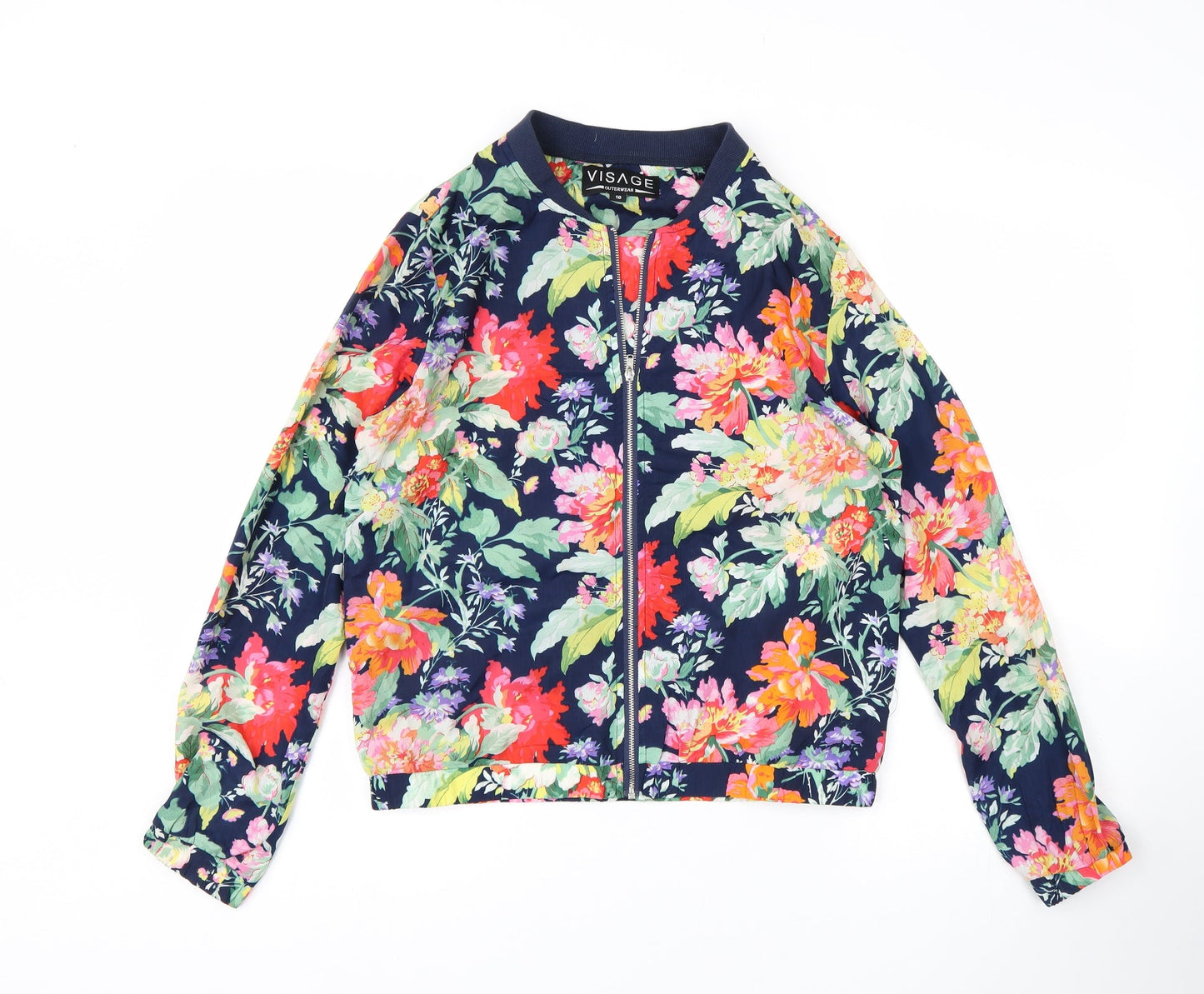 Visage Womens Multicoloured Floral  Windbreaker Jacket Size 10